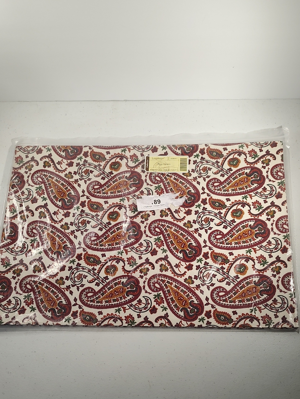 Longaberger Set Of 2 Placemats  Reversible, Chelsea Paisley Fabric Print New